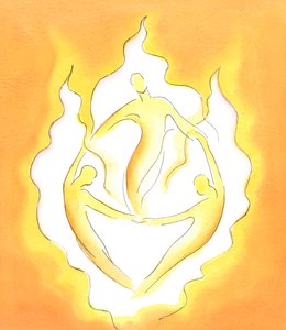 As Três Pessoas Divinas que são Um Deus estão &39;ocupadas&39;, na Eternidade, em um dar e receber incessante, ininterrupto, bem-aventurado e mútuo de Amor perfeito, 2002 (w - c no papel) de Elizabeth Wang