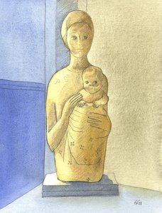 A Virgem e o Menino, 2001 (w - c no papel) de Elizabeth Wang