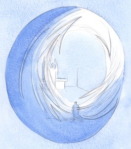 O &39;círculo&39; de oração para o qual somos atraídos é assim: o Pai invisível envia Seu Espírito para nos exortar a orar, 2001 (w - c no papel) de Elizabeth Wang