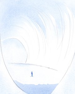 A caverna escura e desordenada da alma tornou-se uma câmara de teto alto, bela como uma pérola, reluzente., 2001 (w - c no papel) de Elizabeth Wang