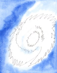 A pureza feroz da Divindade pode ser retratada como o brilho ardente de uma roda tripla de fogo - na qual entraremos, 2003 (w - c no papel) de Elizabeth Wang