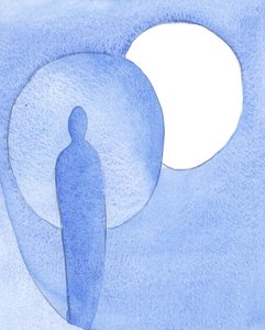 O menor resquício de orgulho ou hipocrisia impede que a luz de Deus se derrame dentro da alma, tão certo como quando o sol é eclipsado pela lua em 2001 (w - c no papel) de Elizabeth Wang