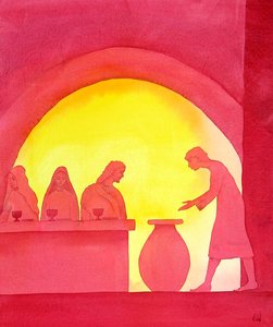 O milagre de Cana, 2001 (w - c no papel) de Elizabeth Wang