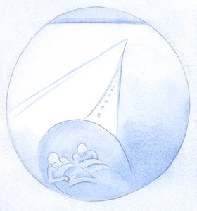 As orações dos enfermos e sofredores são como motores no coração de um grande navio, que é a Igreja Católica, 2001 (w - c no papel) de Elizabeth Wang