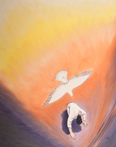 O mesmo Espírito que confortou a Cristo no Getsêmani pode nos consolar, 2002 (óleo a bordo) de Elizabeth Wang