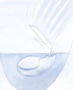A semente da alma foi amolecendo no silêncio e na escuridão, para que um dia pudesse surgir um rebento., 2001 (w - c no papel) de Elizabeth Wang