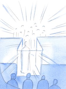 O tabernáculo é como um corredor para o céu, onde podemos encontrar Cristo e seus santos e nos preparar para o céu no final da vida em 2002 (w - c no papel) de Elizabeth Wang