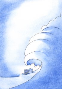 Os impenitentes, se morrerem entregues ao pecado, serão varridos da vista do Pai como se por um maremoto, 2002 (w - c no papel) de Elizabeth Wang