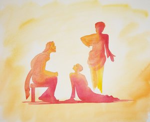 A mulher que muito ama e muito é perdoada, 2001 (w - c no papel) de Elizabeth Wang