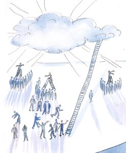Existem muitas pessoas bem-intencionadas oferecendo às multidões ideias muito diferentes sobre Deus, 2004 (w - c no papel) de Elizabeth Wang