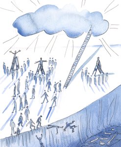 Existem muitas pessoas bem-intencionadas oferecendo às multidões idéias muito diferentes sobre Deus, 2004 (w - c no papel) de Elizabeth Wang