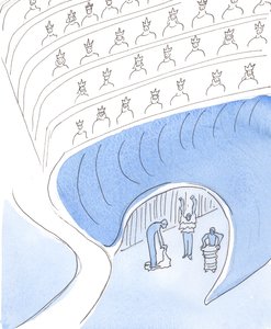 Há um lugar não muito longe do Céu, chamado Purgatório, onde as pessoas chegam para se preparar para o Céu, 2004 (w - c no papel) de Elizabeth Wang