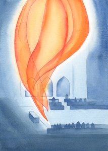 Isso é adoração pura: estar no coração das Três Pessoas Divinas, contente em olhar, adorar e oferecer o próprio coração, vida e si mesmo, 2003 (w - c no papel) de Elizabeth Wang