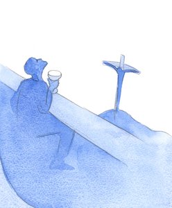 Esta foi a razão da separação de Cristo dos amigos em Sua Última Ceia, por Seu tormento e Sua morte - a razão foi o pecado, 2002 (w - c no papel) de Elizabeth Wang
