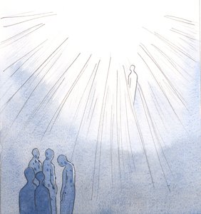 Aqueles que se recusam a se arrepender de pecados graves e morrer, não podem entrar no céu; mas as almas sagradas, que estão abertas à misericórdia de Cristo, entram no céu depois de purificadas., 2001 (w - c no papel) de Elizabeth Wang