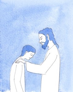 Por meio do Batismo, a pessoa é colocada em um relacionamento especial com Cristo, 2004 (w - c no papel) de Elizabeth Wang