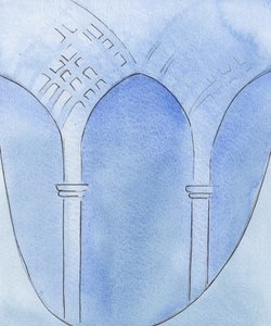 Através da fé e do arrependimento, a minha alma foi transformada de uma caverna para uma catedral, pronta para o culto, 2002 (w - c no papel) de Elizabeth Wang
