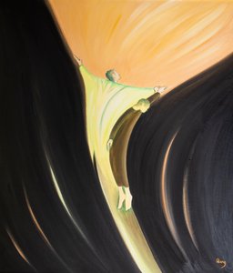 Por meio de nossa união com Cristo, somos elevados ao pai. Nossa união é mais perfeita, quanto mais nos assemelhamos a Cristo no amor., 2000 (óleo a bordo) de Elizabeth Wang