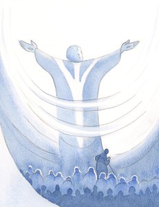 Podemos unir todas as nossas intenções com a poderosa oração de Cristo na missa, escondido atrás de seu manto, confiando em seus méritos, 2000 (w - c no papel) de Elizabeth Wang