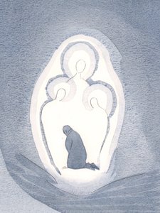 Amamos e adoramos as Três Pessoas Divinas dentro de nossas almas, quando vivemos em estado de graça, 2000 (w - c no papel) de Elizabeth Wang