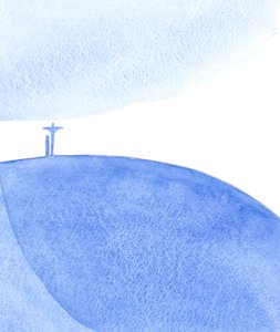 Nós que rezamos com Cristo (na Santa Missa) estamos fazendo a oferta que Ele fez no Calvário, oferecendo o Sacrifício, implorando por todos, 2001 (w - c no papel) de Elizabeth Wang