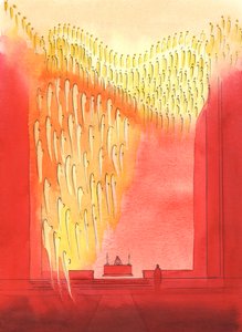 Ficaríamos surpresos se pudéssemos ver o quão gratos os Santos e Anjos são, quando os saudamos e honramos na igreja, 2003 (w - c no papel) de Elizabeth Wang