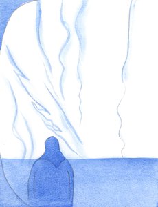 Quando Cristo estava presente no Santíssimo Sacramento, o santuário e minha alma estavam em chamas com o fogo divino e a glória, 2002 (w - c no papel) de Elizabeth Wang