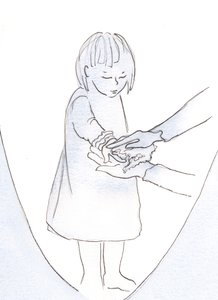 Quando Deus perdoa nossos pecados, Ele é tão terno como uma mãe que se aproxima de seu filho amado e diz: "Não se preocupe, logo lavarei essas marcas de suas mãos"., 2000 (c - c no papel) de Elizabeth Wang
