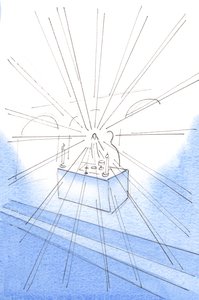 Quando saudei a Cristo com amor, vi uma luz deslumbrante brilhar em volta, da Hóstia Sagrada: a Luz de Cristo, 2003 (w - c no papel) de Elizabeth Wang