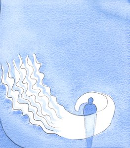 Quando louvei o Pai por Seus dons em oração, ele me mostrou que Seu Espírito Santo me envolve em doce &39;fogo&39;, em alegria, 2003 (w - c no papel) de Elizabeth Wang