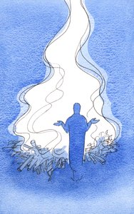 Quando oramos com Cristo uma grande chama de louvor e intercessão sobe ao Pai, 2002 (w - c no papel) de Elizabeth Wang