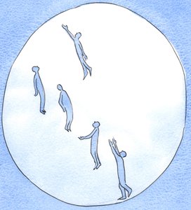 Sempre que as almas se encorajam mutuamente em santidade, ajudam-se mutuamente a elevar-se em oração ao Céu: livres do medo, da dúvida ou da hesitação, 2003 (w - c no papel) de Elizabeth Wang