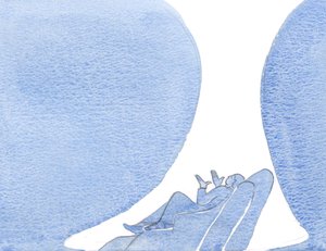 Seja trabalhando, orando ou deitado envolto em dor, descobri que estava enrolado em Seu amor, 2000 (w - c no papel) de Elizabeth Wang