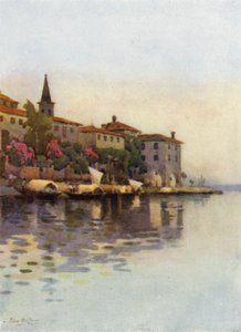 Uma Manhã Cinzenta, Lago Maggiore (cor litho) de Ella Du Cane