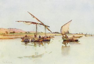 Embarcações de pesca no Nilo (cor litho) de Ella Du Cane