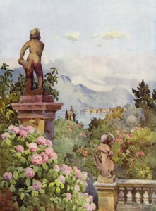 Hortênsias, Isola Bella, Lago Maggiore (lito colorido) de Ella Du Cane