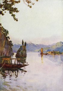 O ponto de Bellagio, Lago de Como (lito colorido) de Ella Du Cane