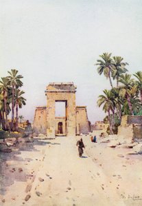 A Porta de Euergetes, Karnak (cor litho) de Ella Du Cane