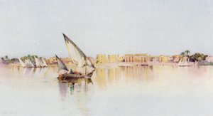 O Templo de Luxor, da Cisjordânia do Nilo (lito colorido) de Ella Du Cane