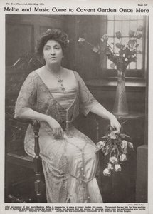 Dame Nellie Melba, cantora de ópera australiana (foto p/b) de Elliott and Fry Photography Studio