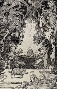 O Terceiro Dom, um Martelo Enorme, ilustração de Myths from Many Lands, publicado em 1912