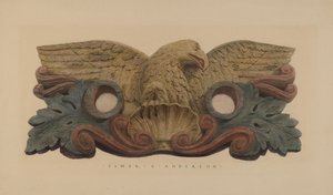 Porta-mangueira com insígnia da empresa de bombeiros de Elmer G. Anderson