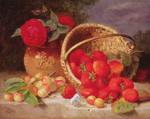 Ainda vida de cesta com morangos e cerejas, 1898