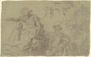 Estudo para "Westward the Course of Empire toma seu caminho" de Emanuel Gottlieb Leutze