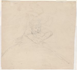 Estudo de figura de meio comprimento com poste [verso] de Emanuel Gottlieb Leutze