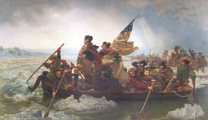 Washington atravessando o Delaware; Natal de 1776; final do século XIX (oleograph) de Emanuel Gottlieb after Leutze