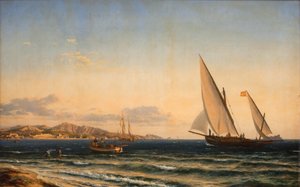 Noite pelo Mediterrâneo. Ao fundo Marselha e a ilha de If