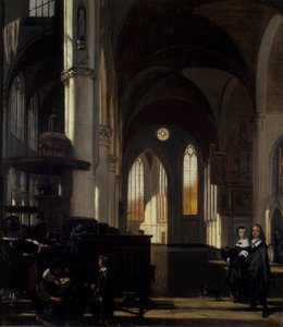 O interior de uma igreja gótica, c.1650 (óleo em carvalho)