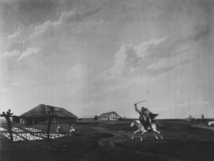 Estância (fazenda) no rio San Pedro, gravada por Maile e Sutherland, 1820 (lito) (foto bw)