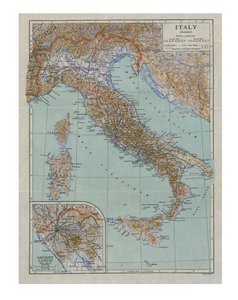 Mapa da Itália antiga, c1910s.